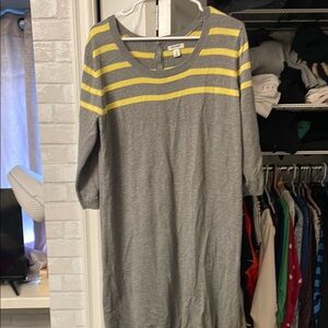 Gray and Yellow Striped Dress